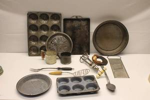 lot A-184 image: Vintage Kitchenware Lot with Baking and Cooking Tools