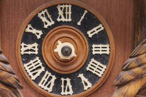 lot 185 image: Vintage Wooden Cuckoo Clock with Pine Cone Weights