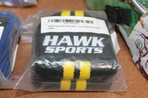 lot 48 image: Hawk Sports Wrist Wraps and Painted Hockey Helmet