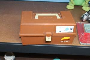 lot 49 image: Assorted Household Lot DVDs, Tackle Box, Doll and Board Game