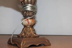 lot 62 image: Vintage Table Lamp with Ornate Base and Fabric Shade