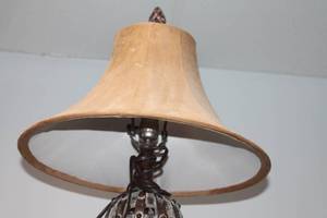 lot 63 image: Vintage Ceramic Table Lamp with Fabric Shade