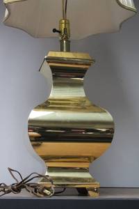 lot 68 image: Vintage Brass Table Lamp with Pleated Shade