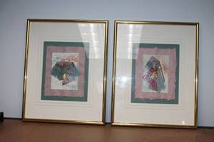 lot 72 image: Pair of Framed Abstract Art Pieces