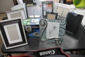 lot 76 image: Assorted Picture Frames and Photo Coasters - Lot of 12