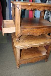 lot B-116 image: Set of Two Vintage Wood End Tables with Drawer
