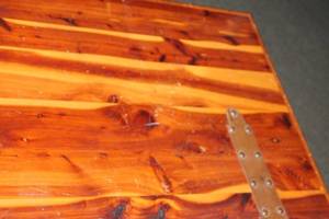 lot B-123 image: Vintage Cedar Chest with Hinged Lid and Wheels