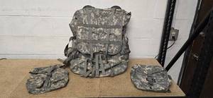 lot 2 image: Large rucksack backpack complete with frame - ACU pattern - includes waist belt, shoulder straps and 2 sustainment pouches