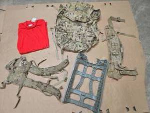 lot 47 image: MulticamScorpion Large Rucksak (needs assembly) - Great condition and an XL Long sleeve Crewman Flight Desk Jersey (red)