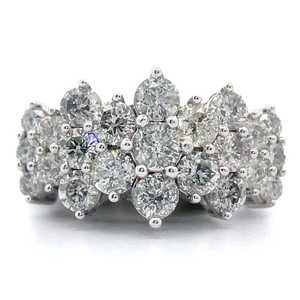 Glamorous 3 Carat Natural Diamond Snowflake Cluster Ring in White Gold Retail Value $4999 VIDEO