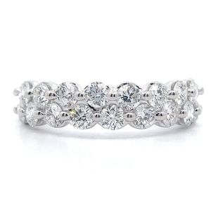 1.25 Carat Diamond Double Row Cluster Ring in 14k White Gold VIDEO
