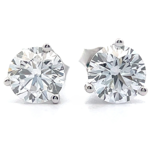 2 Carat Diamond Round Brilliant Cut Solitaire Stud Earrings in 14k White Gold VIDEO