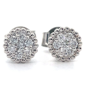 NEW Sparkling 0.25 Carat Diamond Round Cluster Milgrain Stud Earrings VIDEO