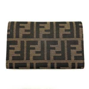 Fendi Zucca Pattern Canvas x Leather Tri-Fold Wallet - Authentic $700 Retail