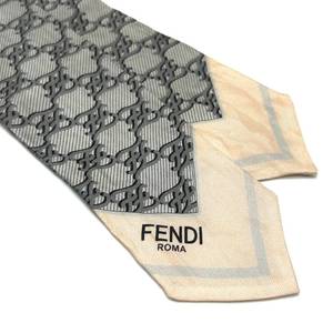 Fendi Gray x Pink Rappy All-Over Print Twilly in Silk with Box - Authentic $550 Retail