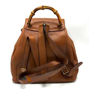 GUCCI Brown Leather Bamboo Backpack - Authentic $1,500 Retail
