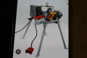 lot 786 image: Gruvlok Model 1007 Roll Groover (Used, In Box, Disassembled) with Motor and Electrical Panel, Chucks 8 to 16 in  Wood Case