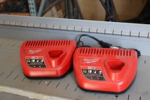 lot 884 image: Lot of (2) Milwaukee M12 Battery Chargers
