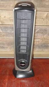 lot 10 image: Lasko - Portable Ceramic Tower Space Heater - BlackSilver
