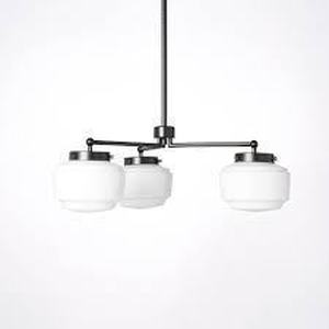 lot 77 image: 3-Arm Milk Glass Chandelier Ceiling Light - Hearth & Hand with Magnolia Black Finish