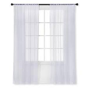 lot 110 image: (Set of 3) 1pc Sheer Crinkle Window Curtain Panel White - Room Essentials-40W x 84L