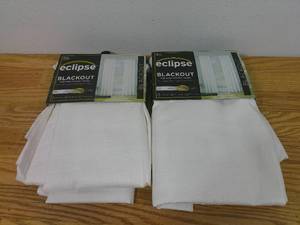lot 124 image: (Set of 2) 1pc Blackout Braxton Thermaback Window Curtain Panel - Eclipse-42W x 84L-White