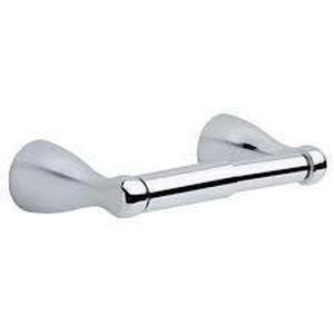 lot 177 image: Set of 2 Delta Foundations Wall Mount Spring-Loaded Toilet Paper Holder Bath Hardware Accessory in Polished Chrome-Distressed Packages
