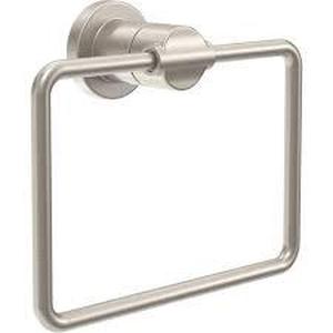 lot 178 image: Set of 2 DELTA FAUCET NIC46-DN Nicoli Wall Mount Square Closed Towel Ring Bath Hardware Accessory in Brushed Nickel