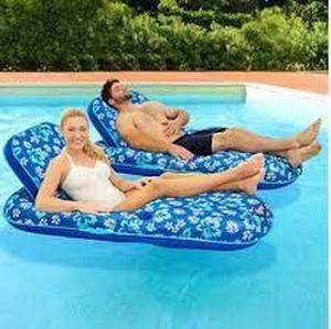 lot 196 image: Aqua Leisure Luxury Water Recliner Lounge Tanner Pool Float 2-Pack-Out of Box