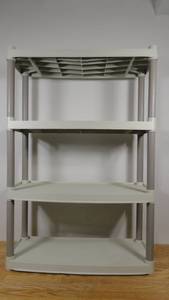lot 261 image: 4 Tier Gray & Beige Plano Utility Shelf