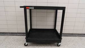 lot 259 image: Two Shelf Structural Foam Plastic Utility Cart - Luxor HE3