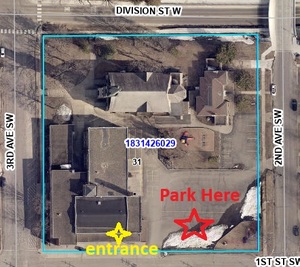lot 0 image: Location - Entrance & Parking on South Side of Building - 1st St SW