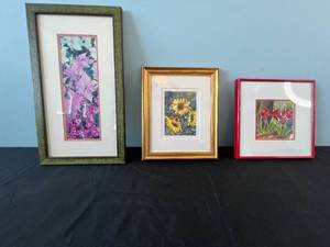 lot 27 image: Set of Floral Framed Artwork - 3 Pieces