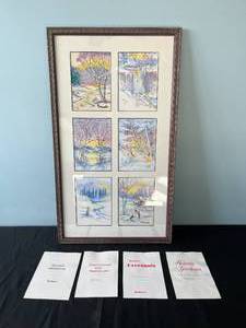 lot 30 image: Framed Minnesota Seasonal Artwork and Holiday Greeting Cards by Barbara Tirk