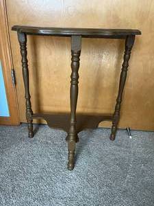 lot 54 image: Vintage Wooden Half-Moon Console Table