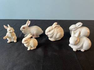 lot 61 image: Lot of 6 Ceramic Rabbit Figurines - Handpainted