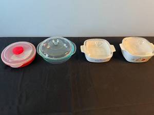 lot 99 image: Lot of Microwave Popcorn Maker and Various Baking Dishes with Lids