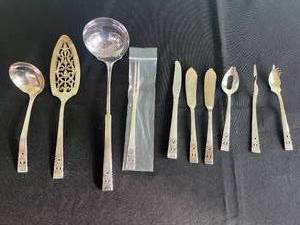 lot 167 image: Vintage Silverplated Community Serving Utensils Set