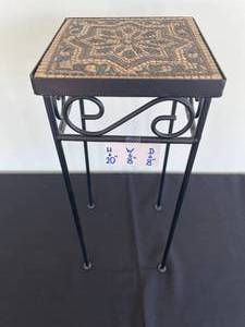lot 133 image: Decorative Metal and Tile Plant Stand
