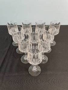 lot 148 image: Set of Crystal Wine Glasses with Intricate Pattern