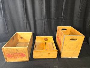 lot 7 image: Vintage Wooden Fruit Crates Lot of 3