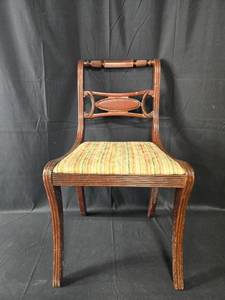 lot 8 image: Vintage Wooden Accent Chair with Upholstered Seat