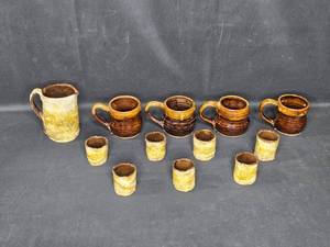 lot 80 image: Handcrafted Pottery Drinkware Set