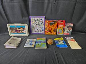 lot 95 image: Assorted Hobby and Education Lot including LEGO Set, Puzzle, and Knitting Book