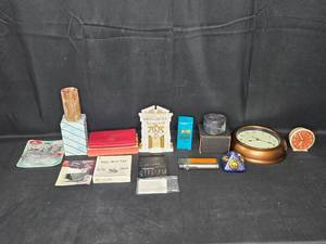 lot 119 image: Mixed Lot of Home and Office Items Including Clocks, Decorative Pieces, and Electronics