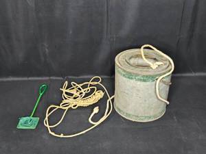 lot 164 image: Vintage Minnow Bucket with Net and Rope