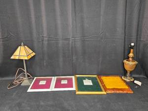 lot 177 image: Lot of 3 Picture Frames with 2 Table Lamps