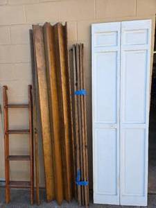 lot 204 image: Rustic Wooden Ladder and Bi-Fold Closet Doors