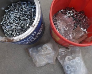 lot 108 image: TOOTH LOCK WASHERS, NUTS AND BOLTS