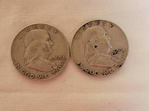 lot 166 image: US Coins  2 Franklin Half Dollars  1960